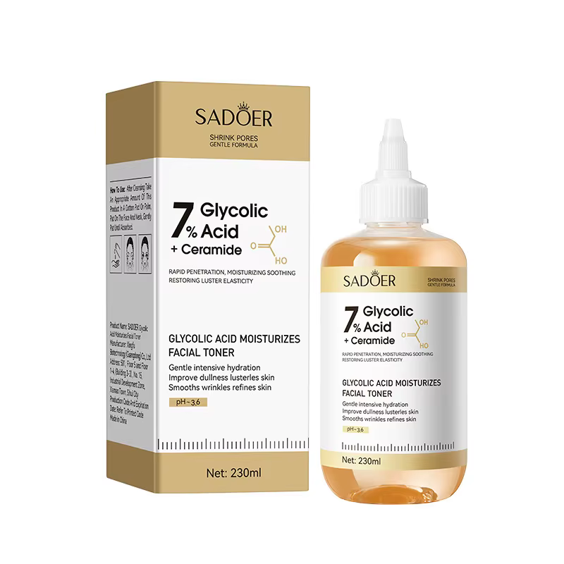SADOER Sérum Tonifiant à l'Acide Glycolique 7% – Tonique Facial Rajeunissant, Hydratant, Raffermissa