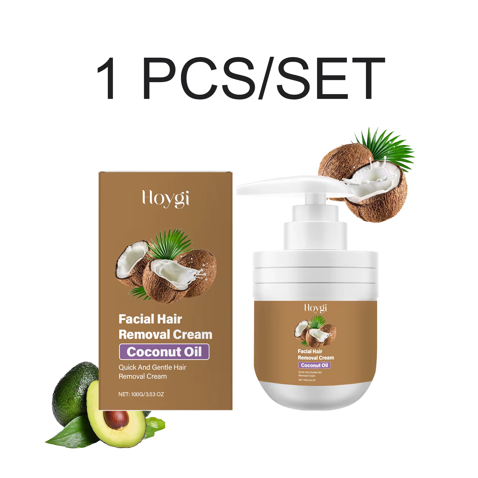 Crème dépilatoire à la noix de coco pour les lèvres et le menton, douce, non irritante, indolore, in