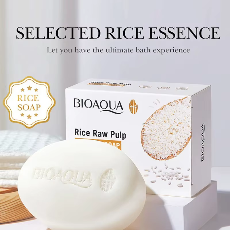 Savon Nettoyant à la Pulpe de Riz Blanc, Nettoyant Moussant Visage, Hydratant, Contrôle du Sébum, Sa