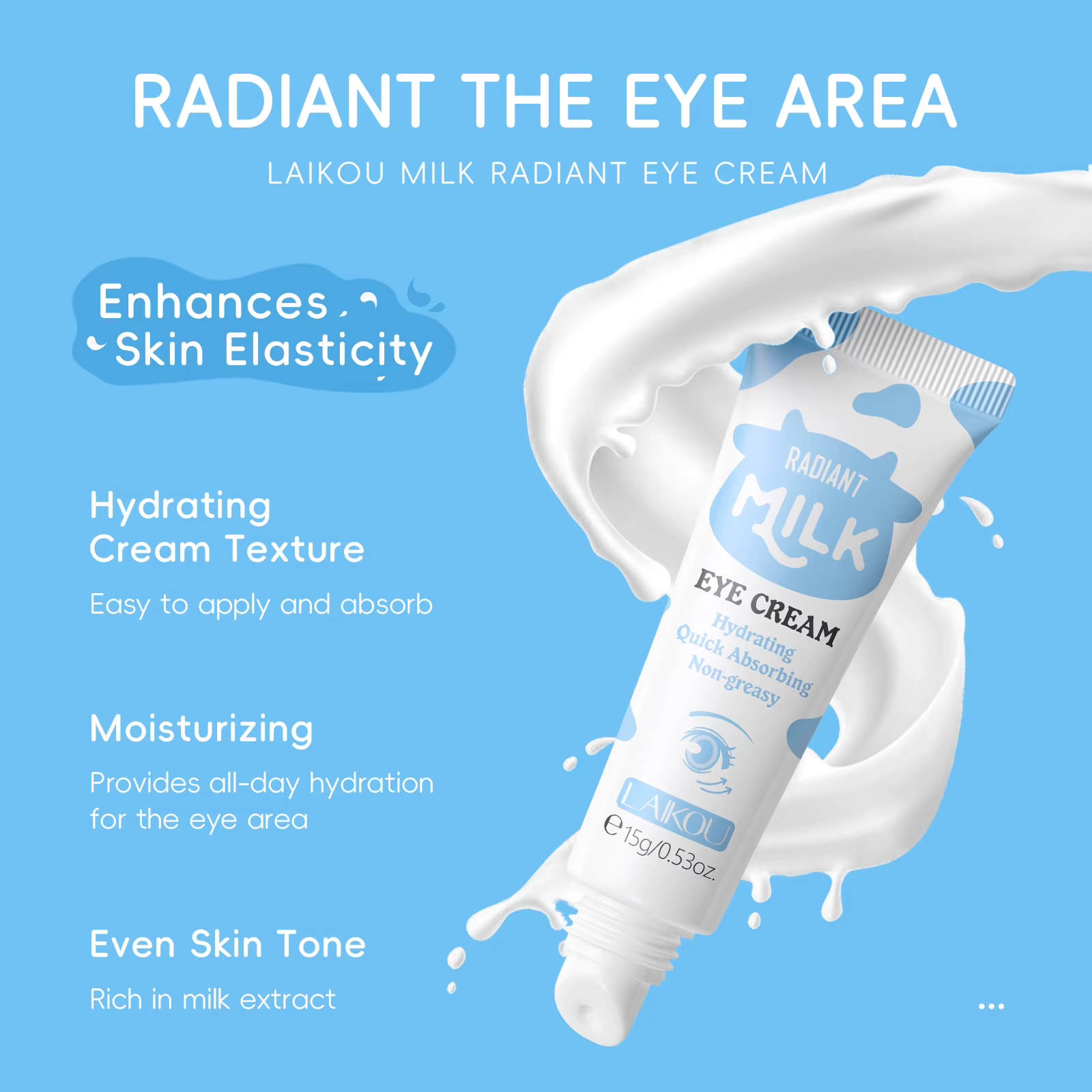 LAIKOU – crème pour les yeux en rouleau de lait et brillant, traitement hydratant pour les yeux, sér