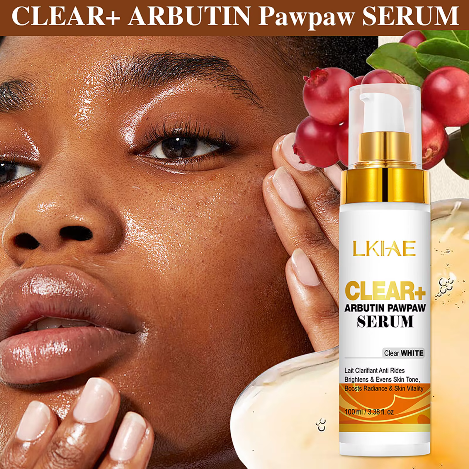 Kit de soin éclaircissant pour la peau LKIAE à l'arbutine et à la vitamine C, illumine les peaux ter