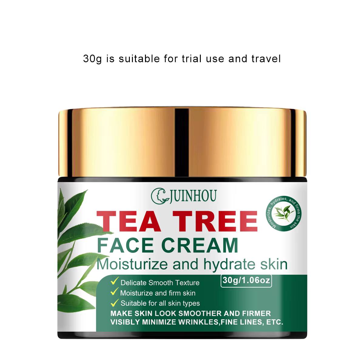 Crème hydratante pour le visage JUINHOU à l'huile d'arbre à thé, à la niacinamide et au collagène, c