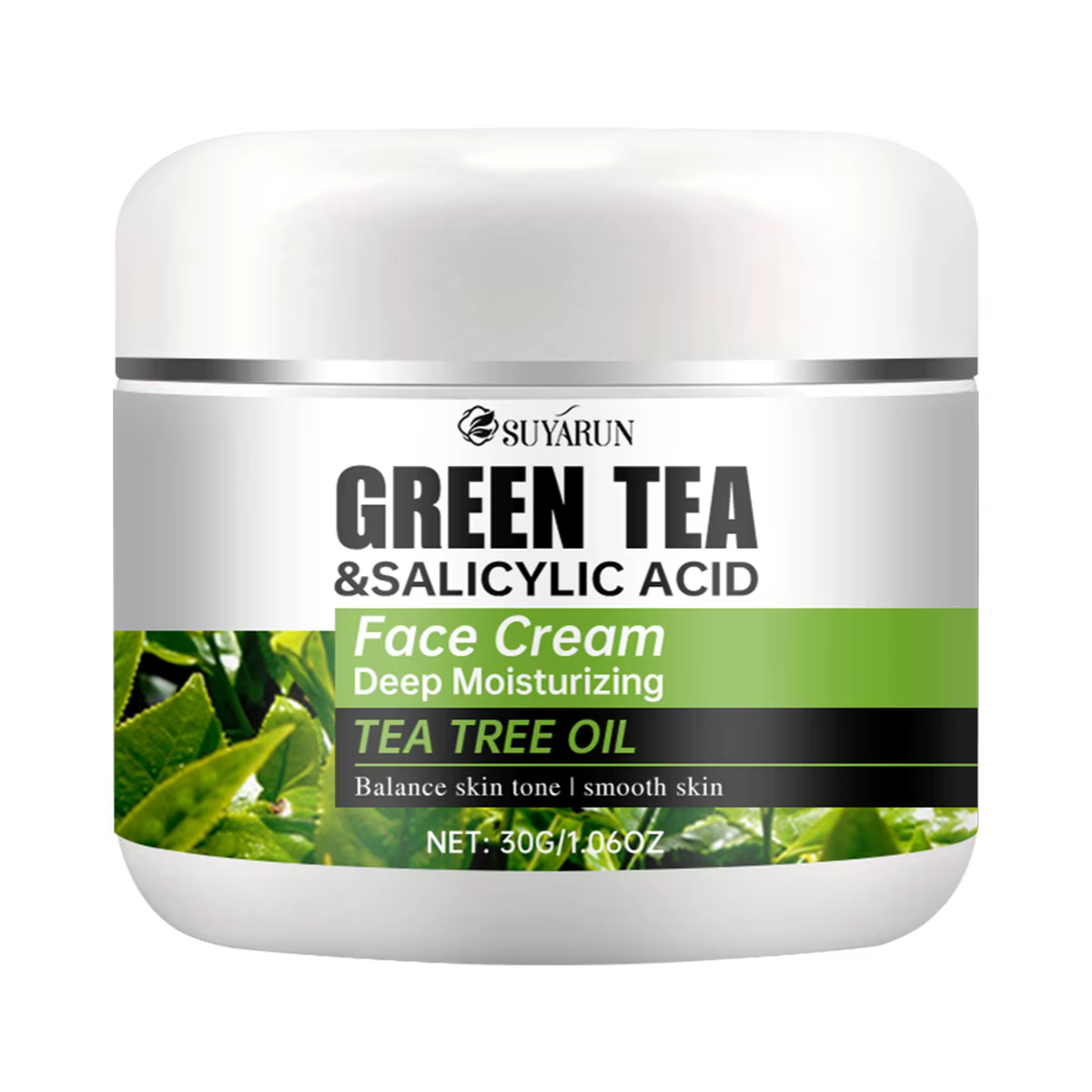 SUYARUN Crème pour le visage à l'huile d'arbre à thé et à l'acide salicylique au thé vert - Traiteme