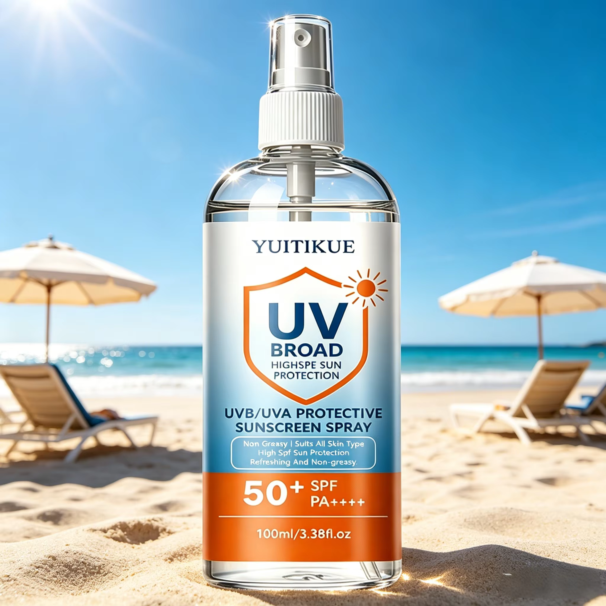 Spray solaire YUITIKUE SPF50+ PA++++ 100 ml, léger, non collant, protection UVA UVB, hydratant, pour