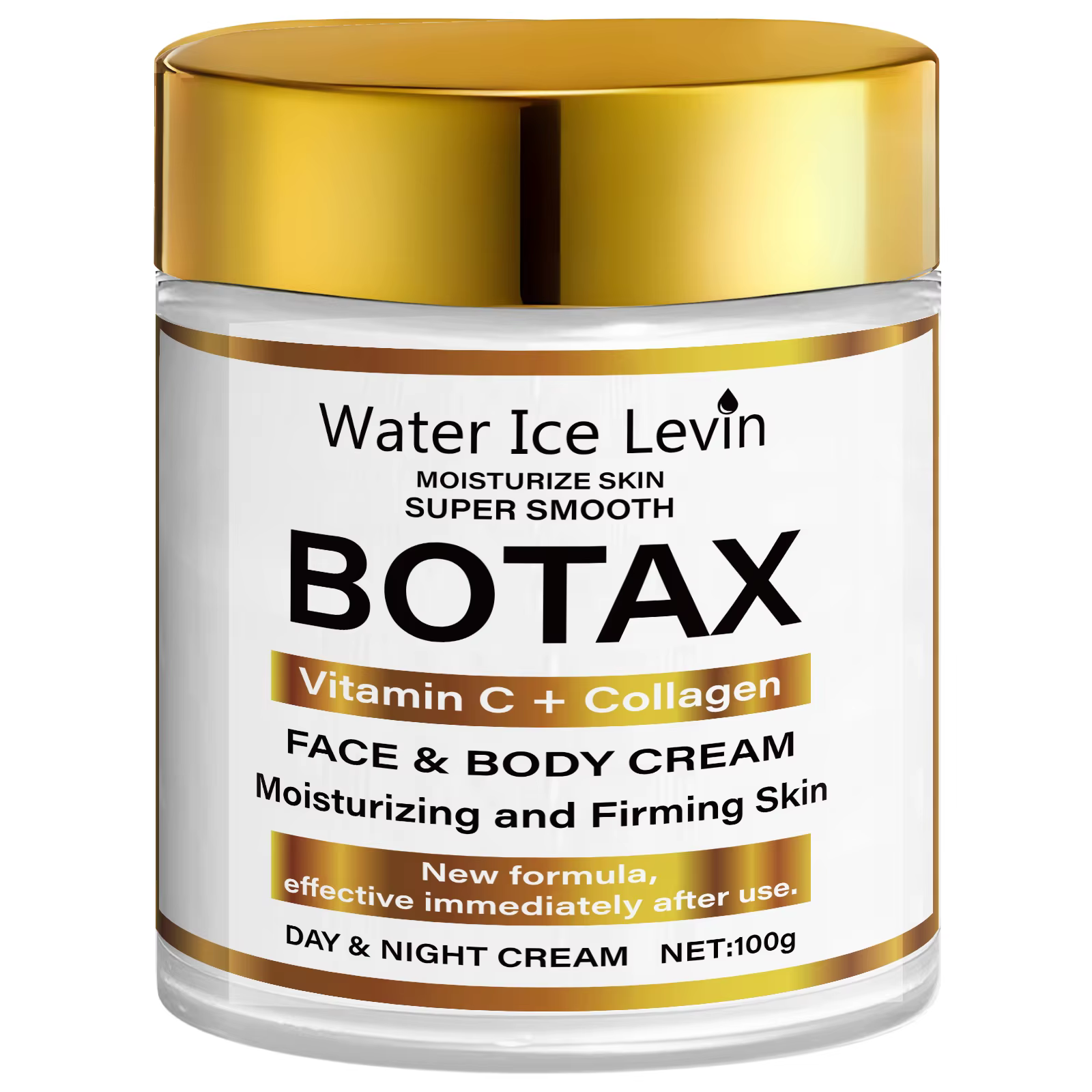 Crème Water Ice Levin BOTAX : Vitamine C + Hydratant visage et corps au collagène pour raffermir et 