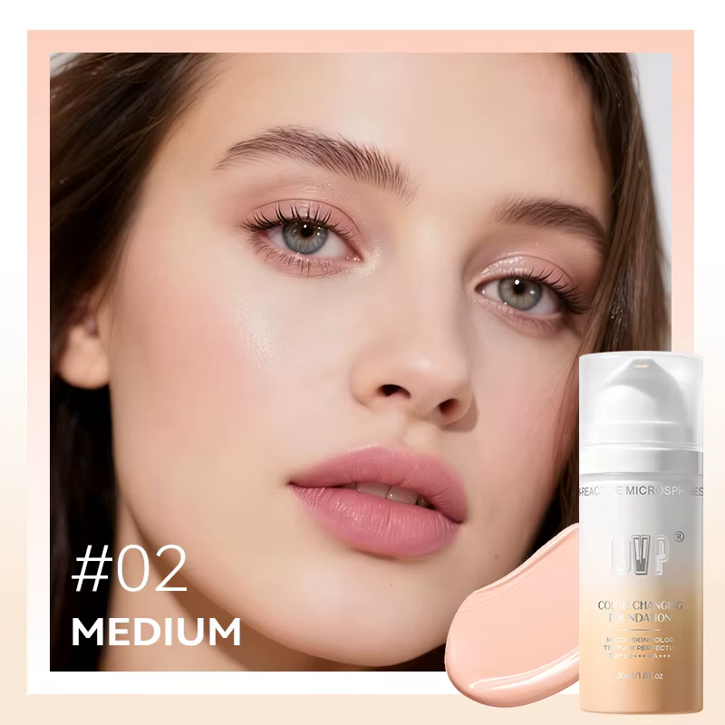 Fond de teint solaire changeant de couleur, adaptatif au teint, tenue longue durée toute la journée,