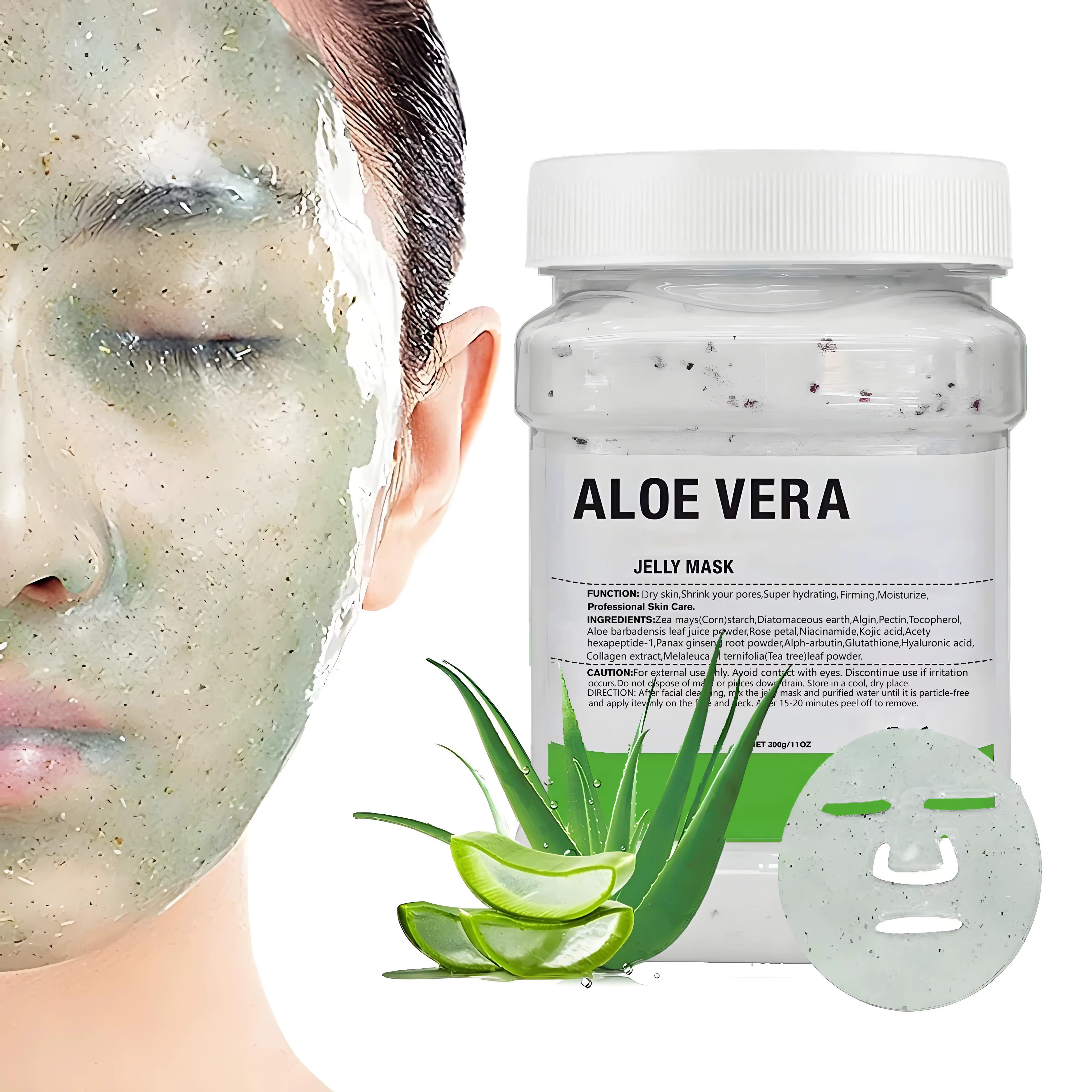 Masque facial en gelée d'aloe vera, masque en gel hydratant, hydratation profonde de soin de la peau