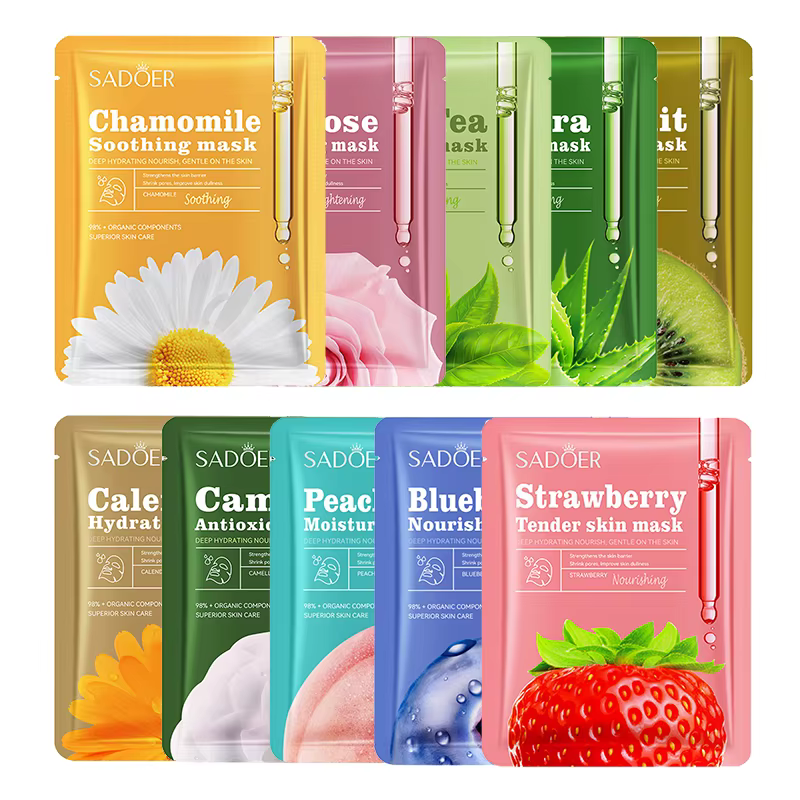 10 pièces SADOER fruits parfum Floral masque pour le visage hydratant raffermissant hydratant camomi