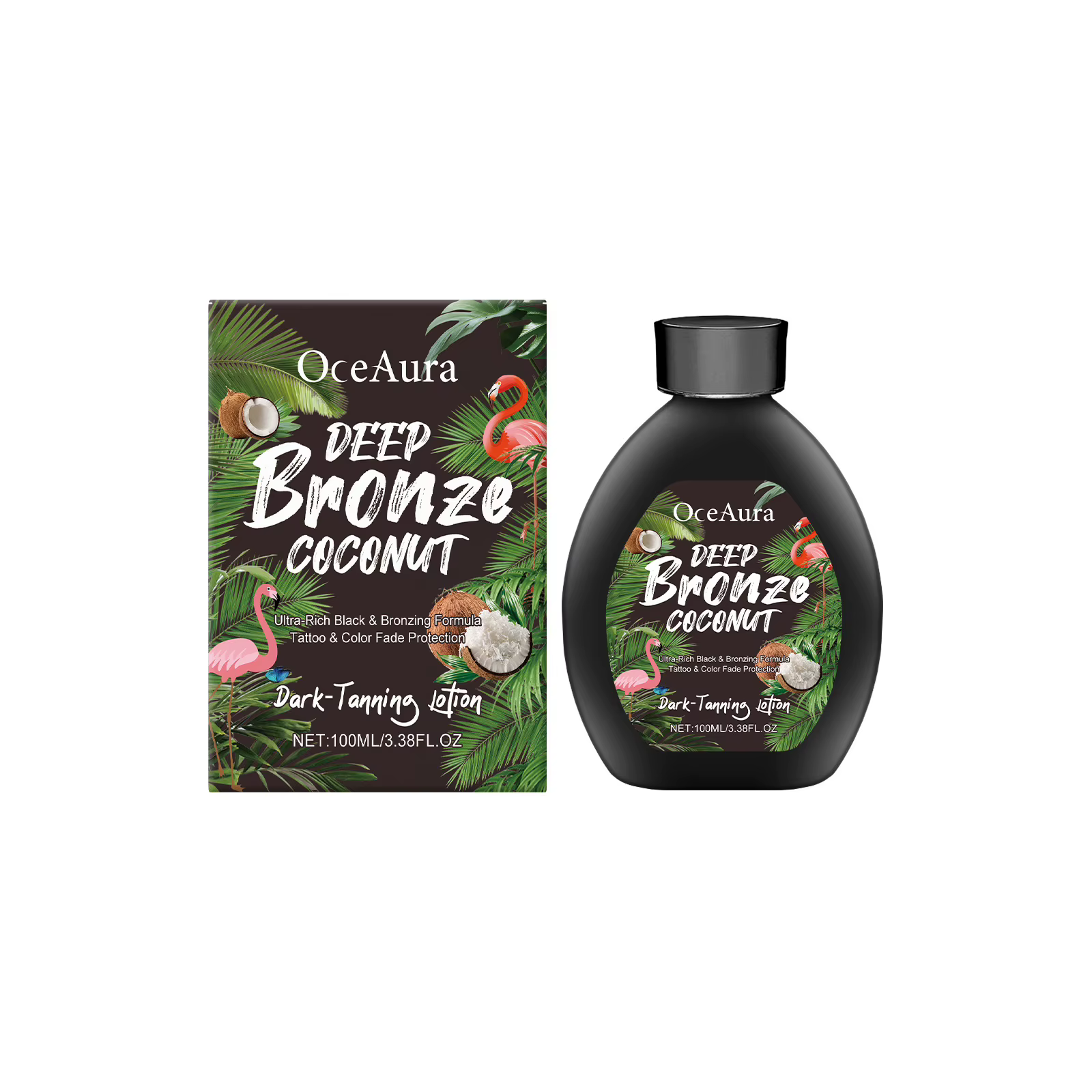 Crème bronzante à la noix de coco OceAura, bronzage intense, peau éclatante, lissage de la peau, uni
