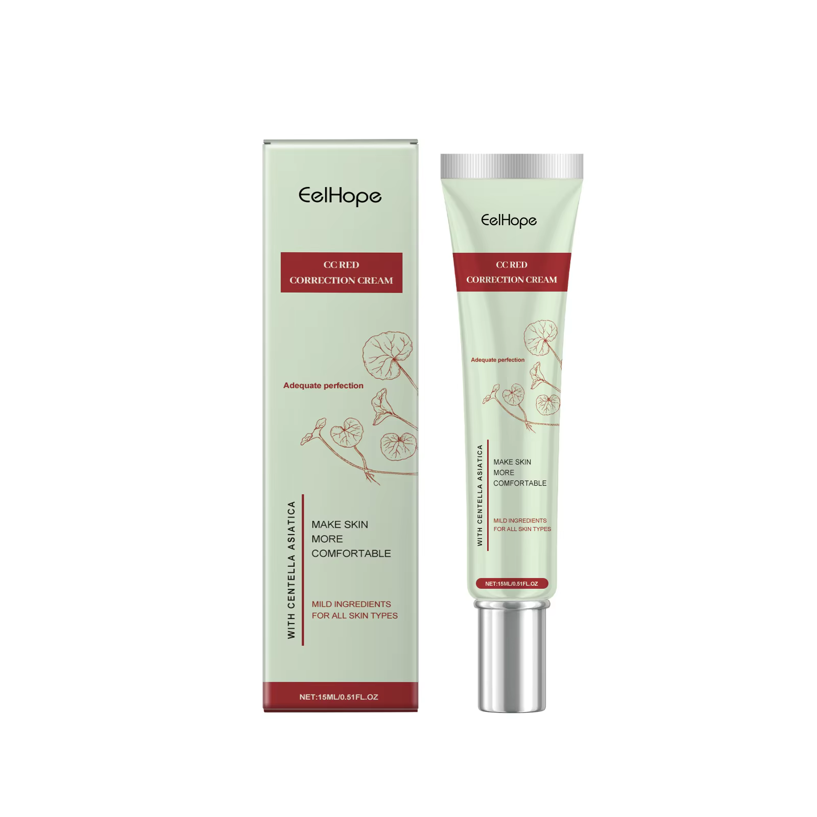 Crème CC Cica Anti-Rougeurs Correctrice de Teint Hydratante Soin Barrière Apaisant Base de Maquillag