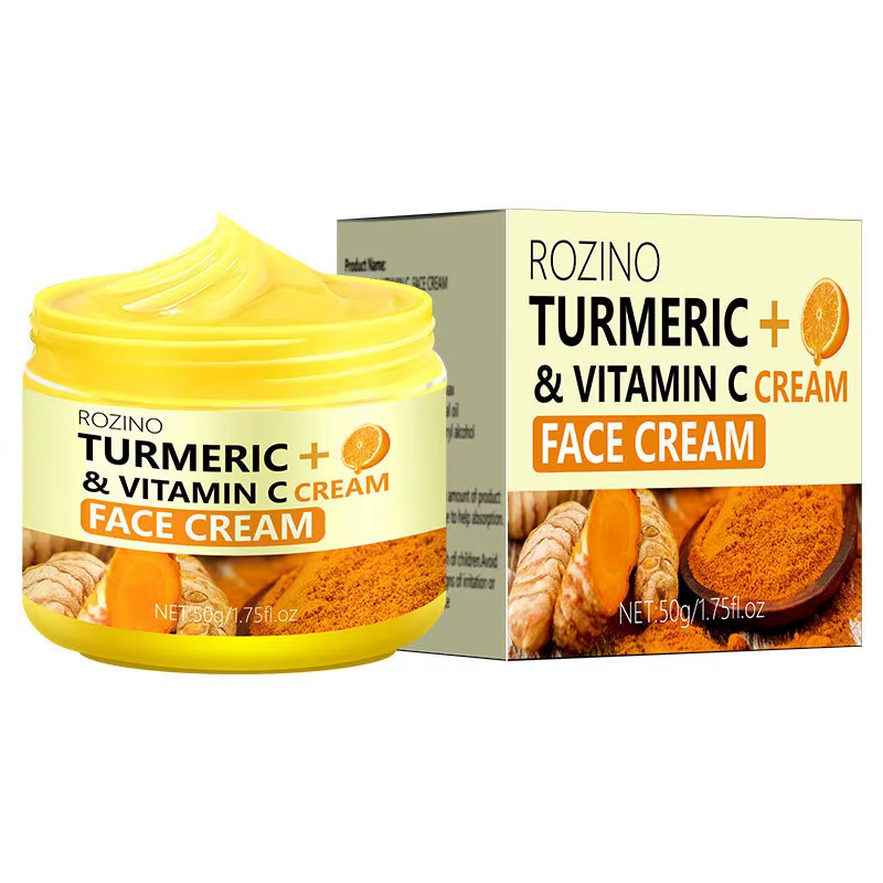 Crème au curcuma et à la vitamine C, hydratante, lisse, rides, collagène, acide hyaluronique, semble