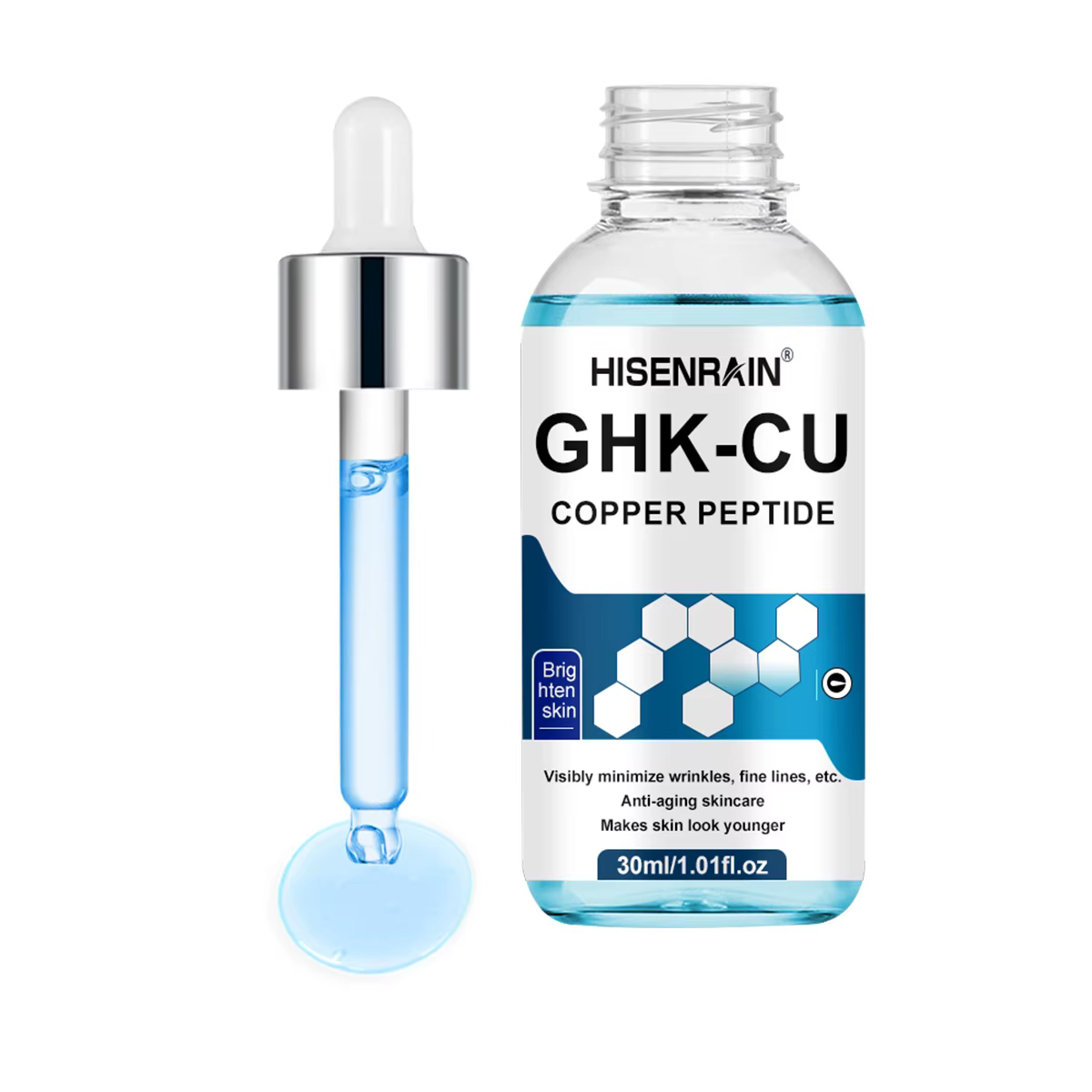 Sérum facial anti-âge HISENRAIN GHK-CU - Essence régénérante au peptide de cuivre pour raffermir, ré