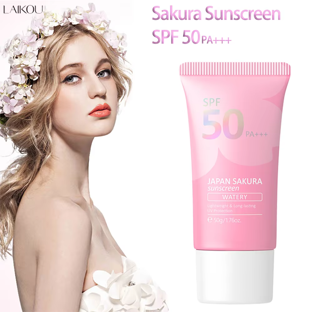 Crème solaire hydratante Laikou Sakura, protection solaire pour le visage, crème solaire SPF50, loti