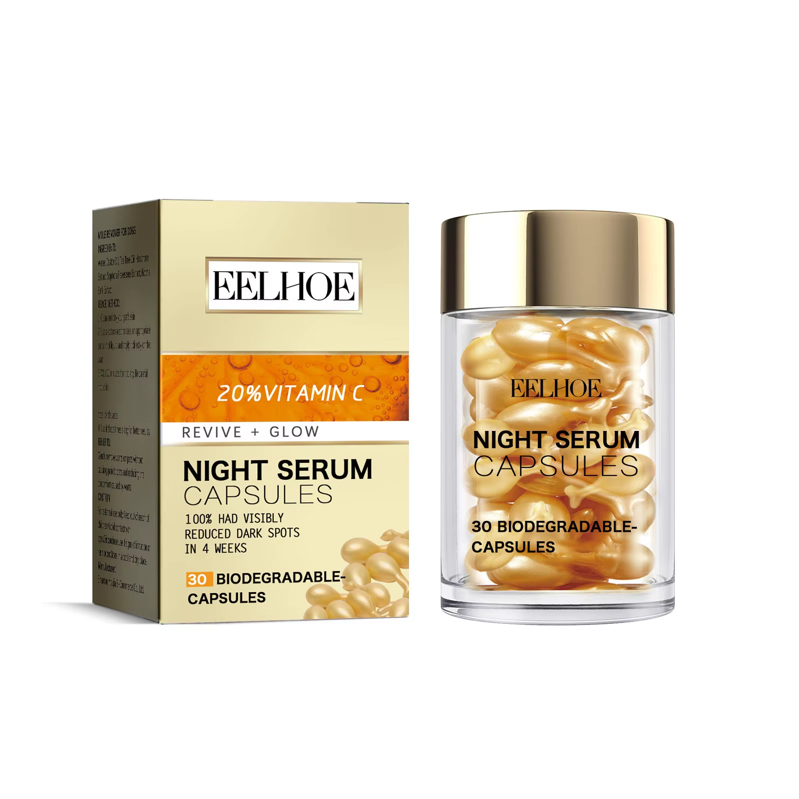 Capsule pour le visage à la vitamine C, sérum hydratant, Anti-vieillissement, élimination des rides,