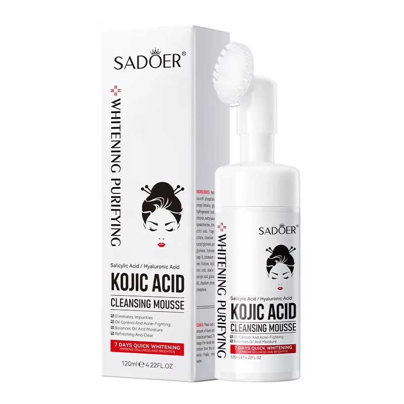 Mousse nettoyante à l'acide kojique 120 ml, éclaircissante et blanchissante, nettoyant moussant pour