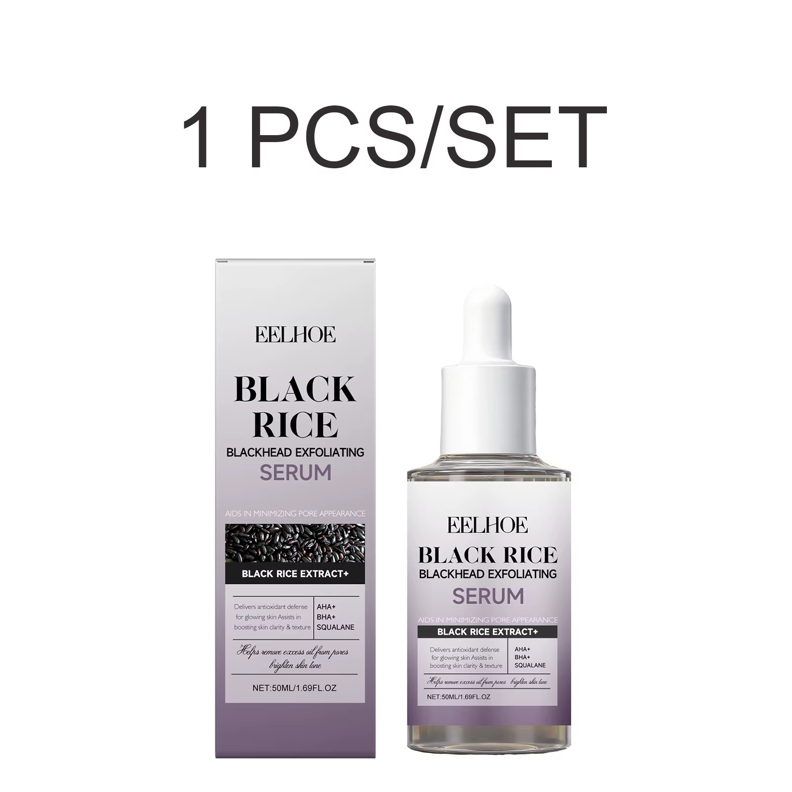 Sérum Exfoliant au Riz Noir – Exfoliation Douce, Soin des Pores, Peau Lisse, Hydratant, Soin des Poi
