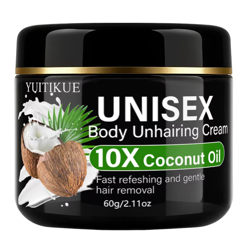 Crème dépilatoire à l'huile de coco unisexe YUITIKUE 60g, épilation douce et rapide, crème de soin q
