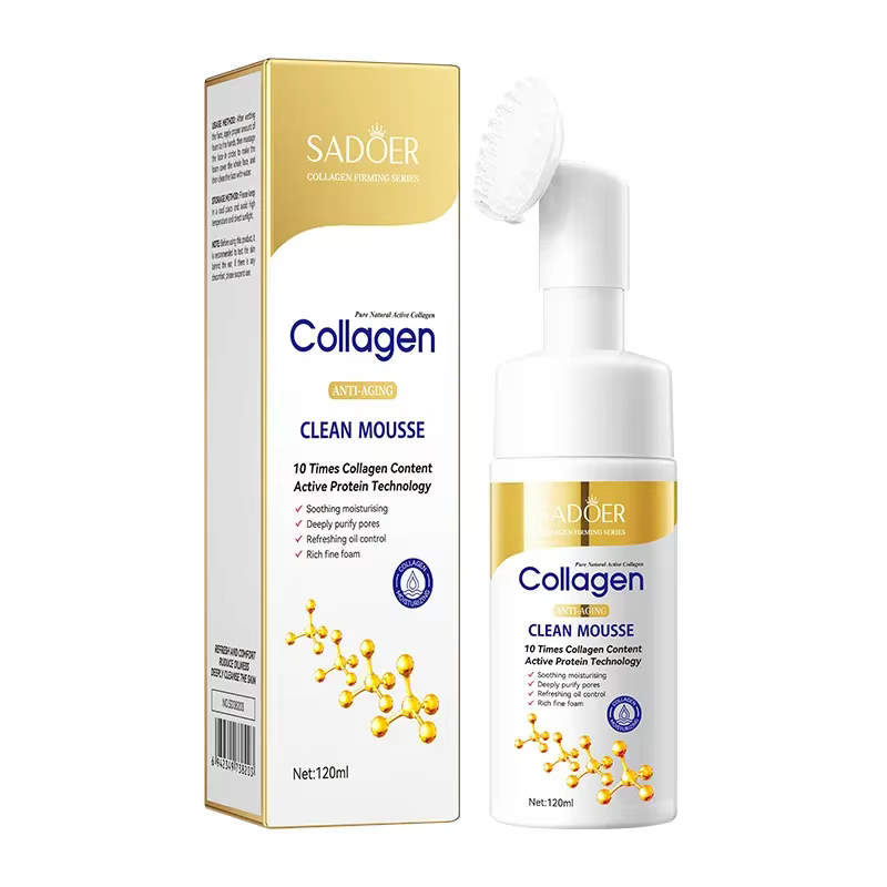 SADOER collagène nettoyant pour le visage Mousse nettoyage en profondeur soin de la peau hydratant r