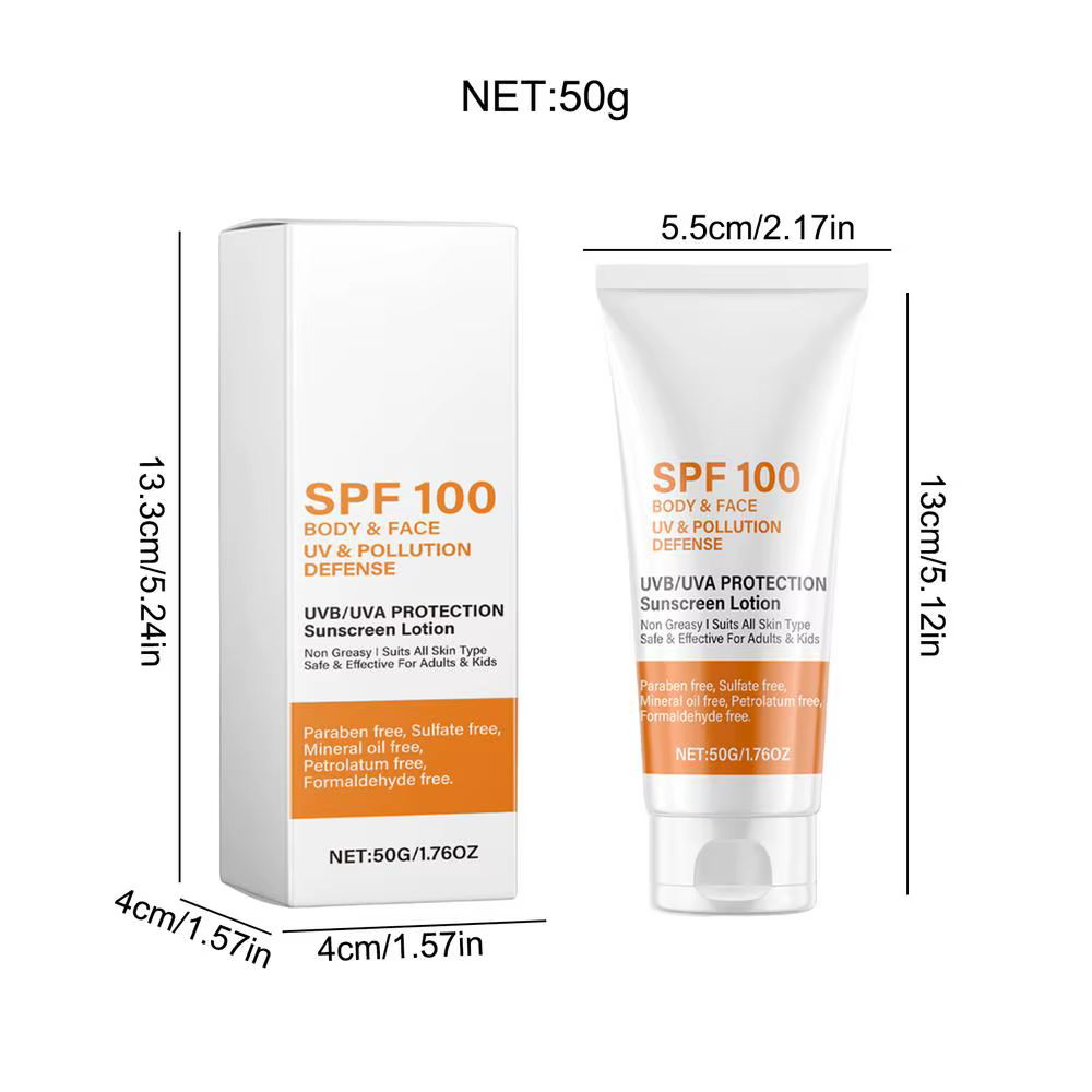 Crème solaire visage et corps non grasse SPF 100+, protection UVA et UVB, crème solaire anti-âge pou