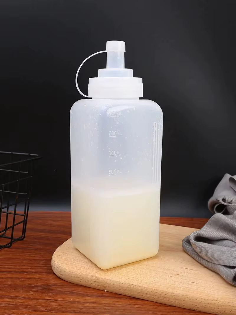 Bouteille de sauce en plastique à large ouverture, pour confiture, salade, assaisonnement, vinaigre,