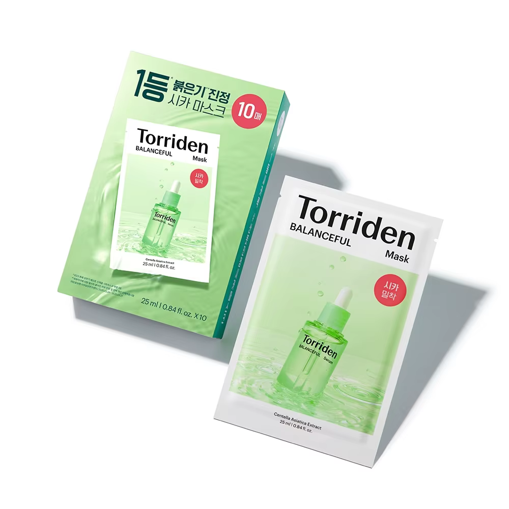 Masque Cica Équilibrant Torriden 10 pièces, Acide Hyaluronique, Apaisant, Hydratant, Masque en Tissu