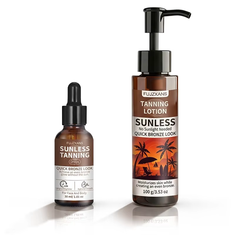 Ensemble de gouttes et de lotion auto-bronzantes sans soleil, sérum bronzant pour le visage et lotio