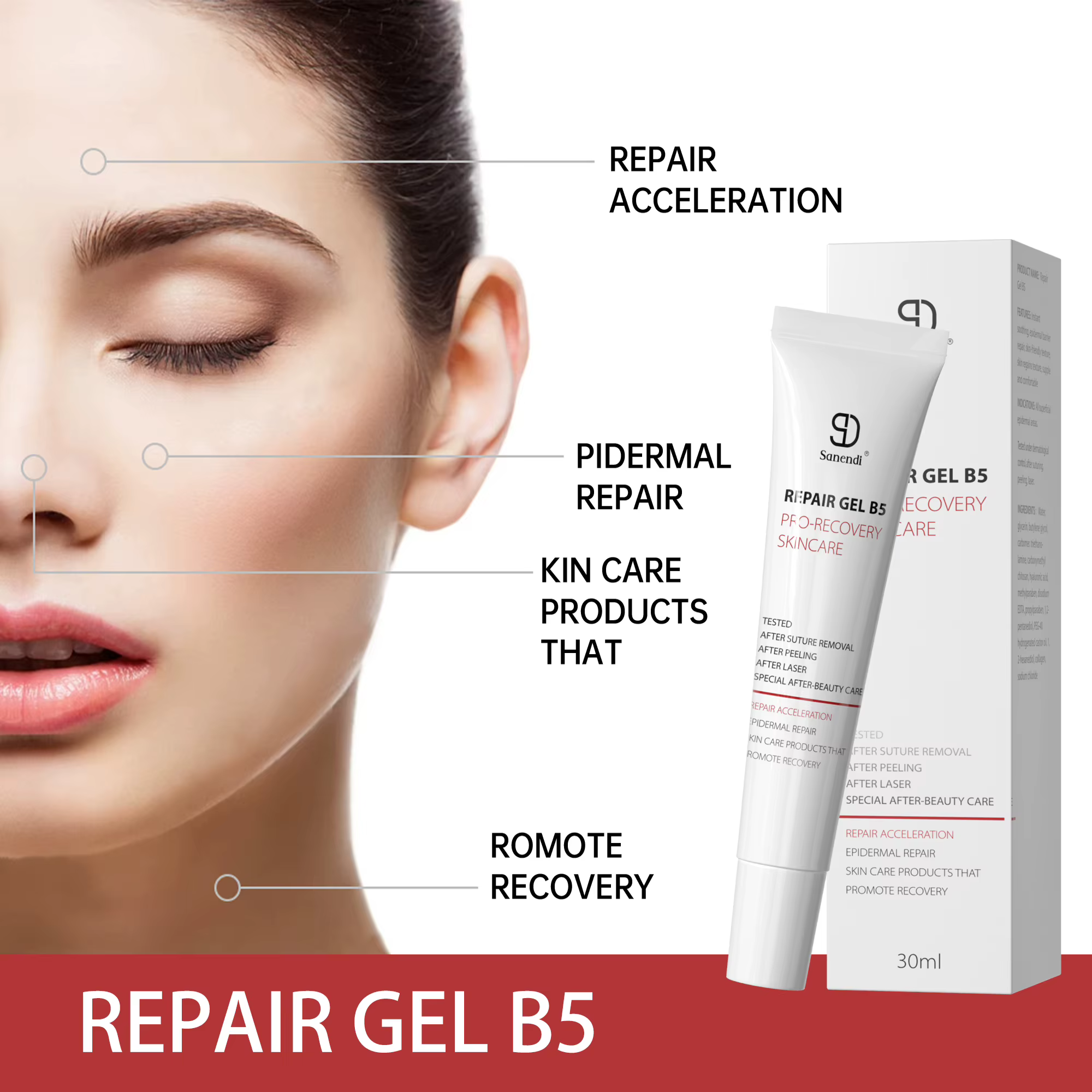 Gel coréen B5 - Soin réparateur pour le visage Sérum+Ampoule+Tonique+Crème pour peaux sensibles