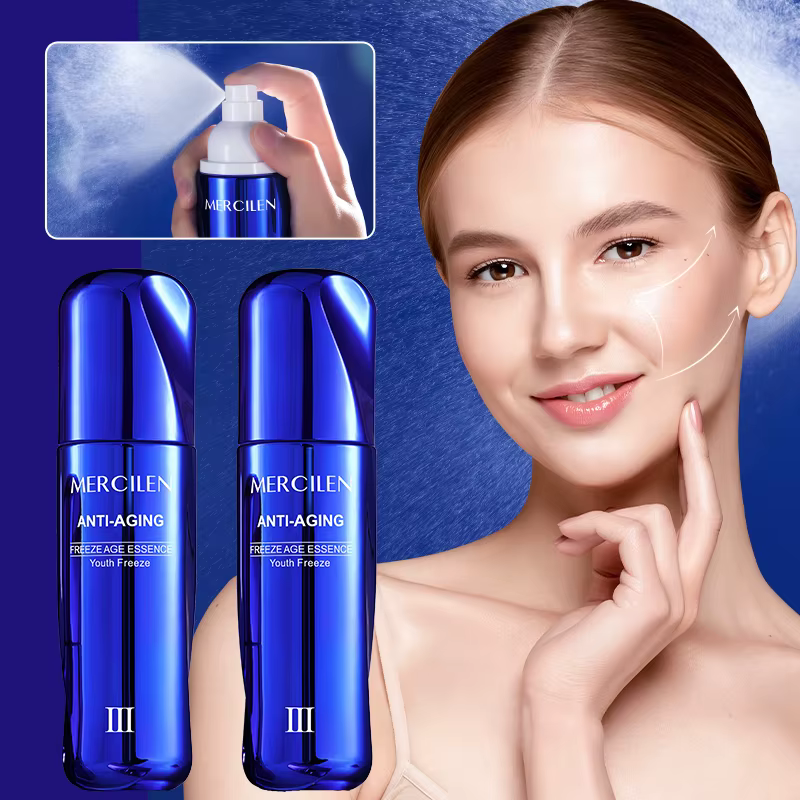 Essence rajeunissante Mercilen 100ml, contient de la niacinamide, de l'acide hyaluronique, du collag