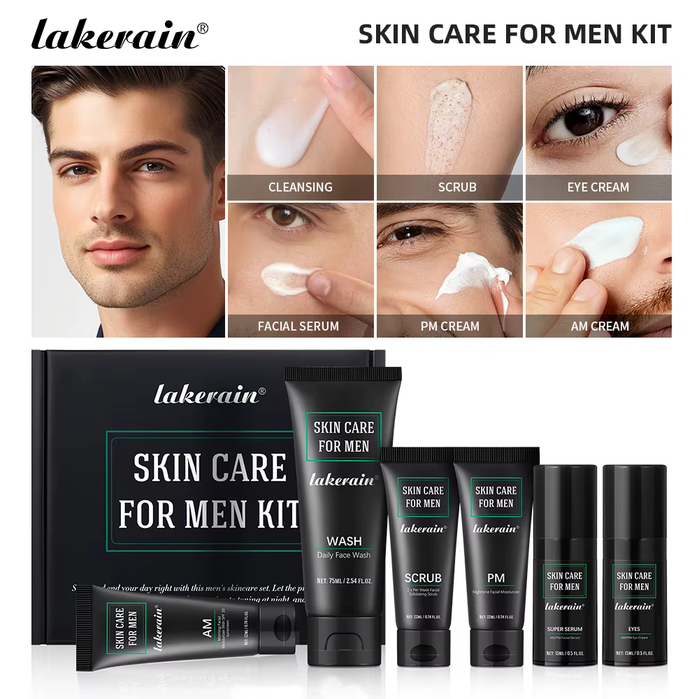 Ensemble de soins de la peau pour hommes, Routine essentielle, lavage quotidien du visage, gommage h