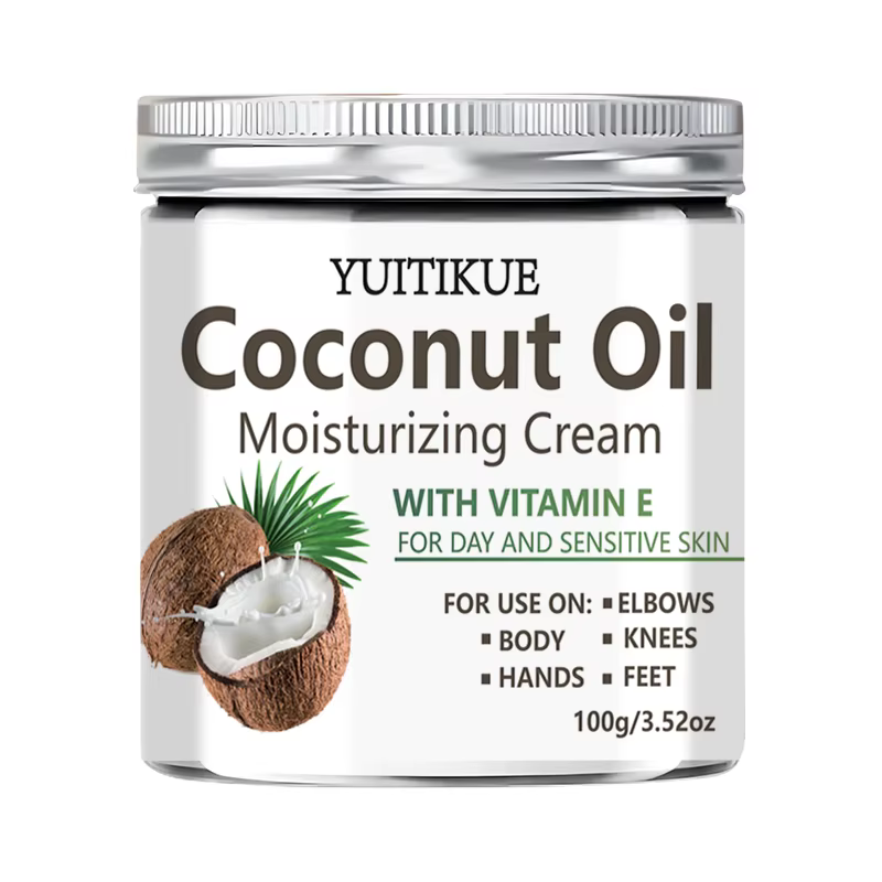 Crème hydratante à l'huile de coco YUITIKUE avec vitamine E | Pour la peau sensible et les journée