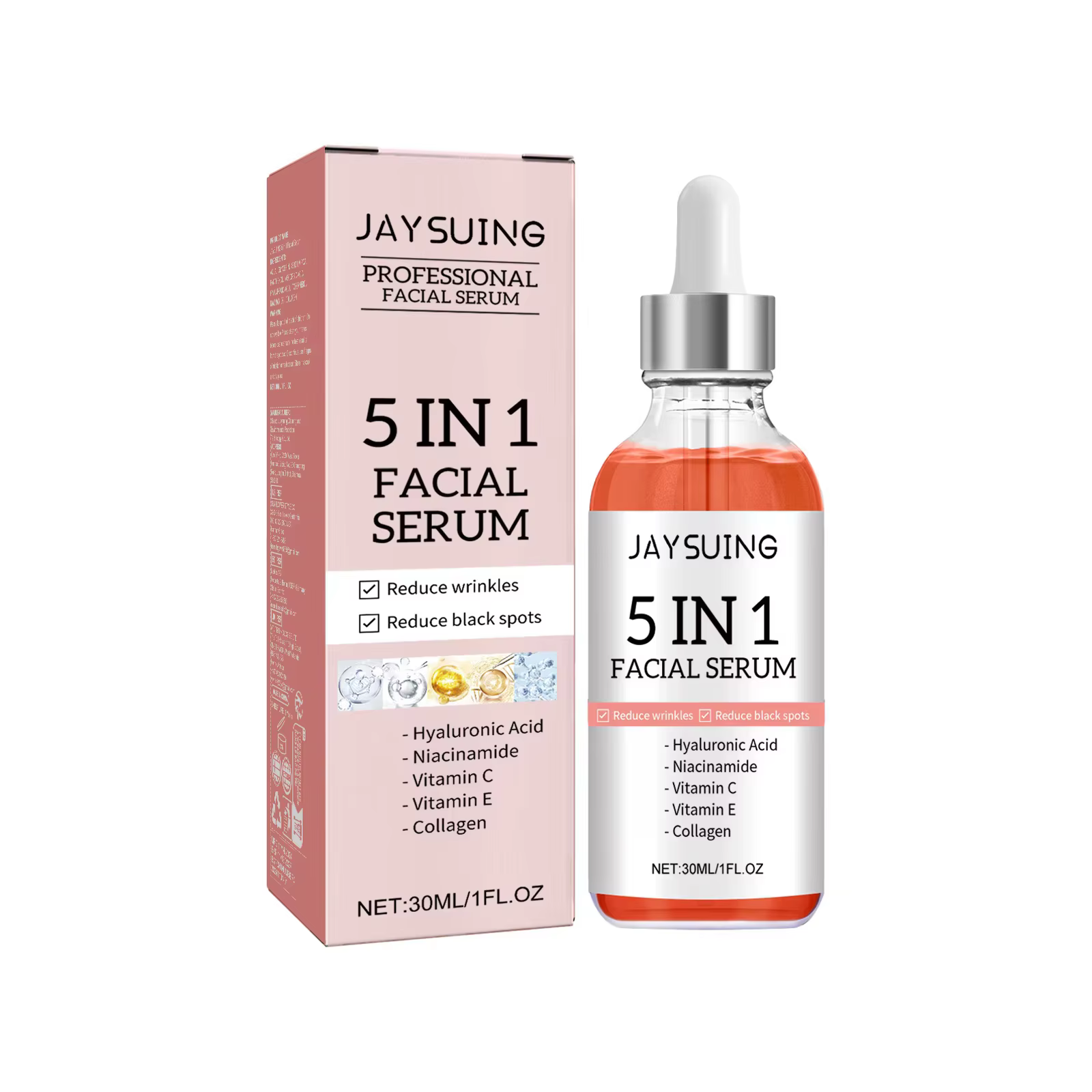 JAYSUING 5 en 1 sérum pour le visage acide hyaluronique vitamine C rétrécit les Pores hydratant écla