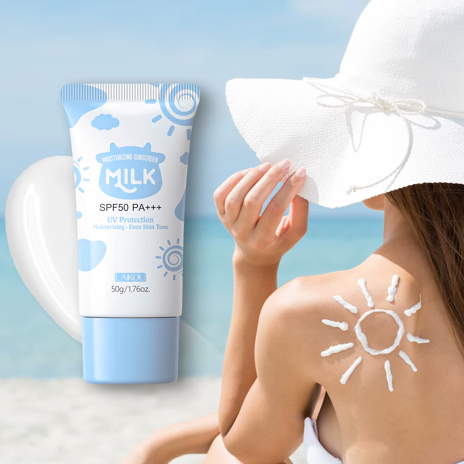 LAIKOU lait crème solaire hydratante SPF large spectre Protection UV crème pour le visage même teint