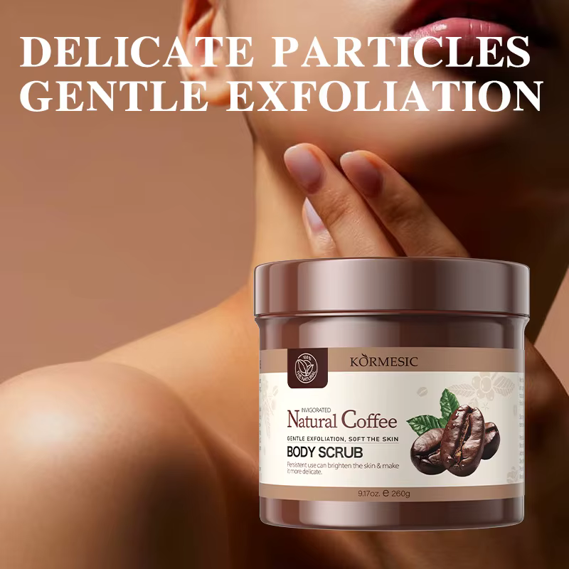 Gommage corporel au café 260g, nettoie en profondeur le corps, exfolie les cellules mortes et éclair