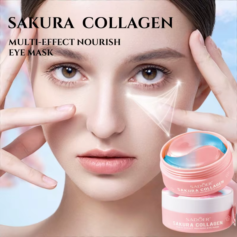 60 masques pour les yeux multi-effets au collagène Sakura, qui hydratent, raffermissent et éclaircis
