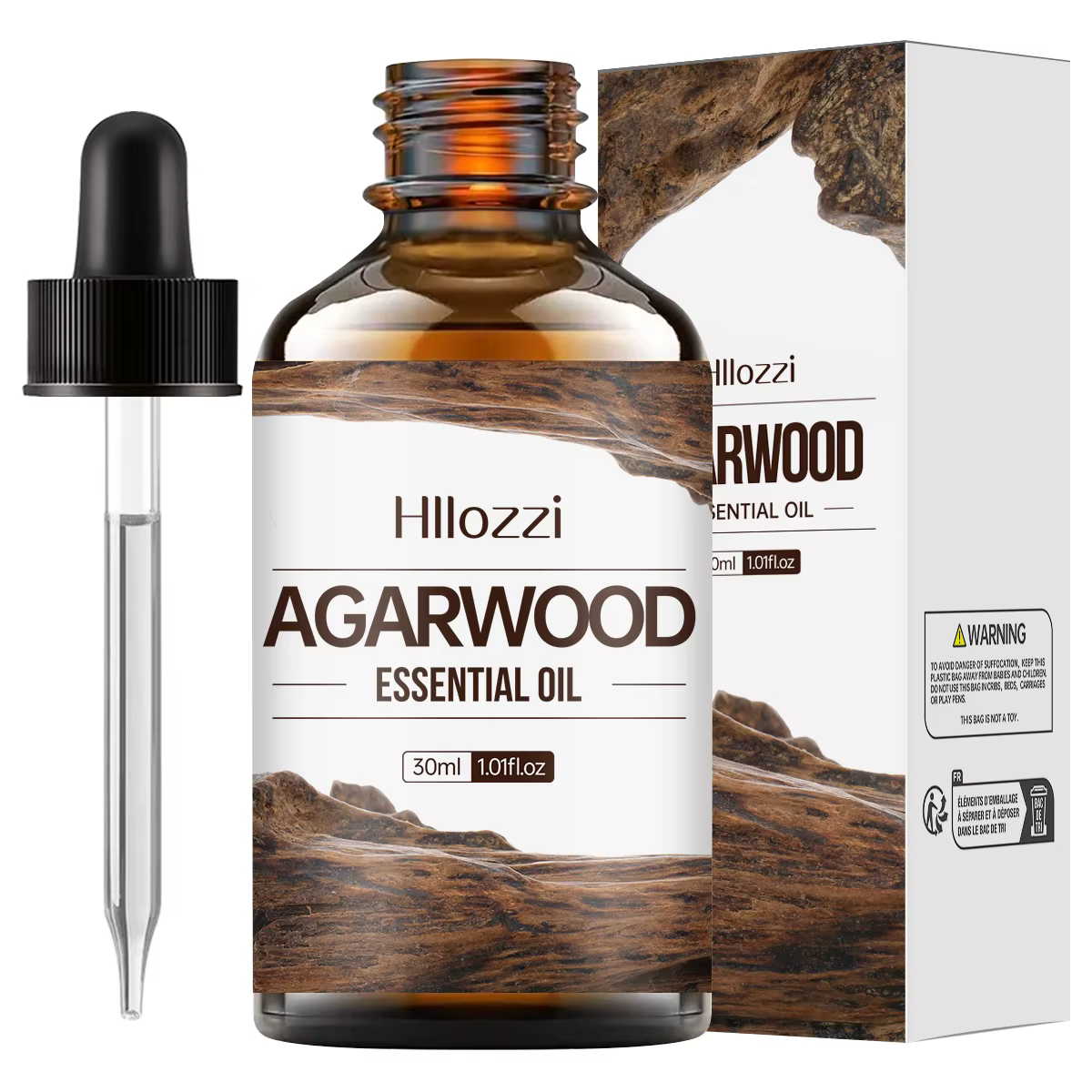 L'huile essentielle d'agar bois a un parfum boisé et convient aux soins du corps et des cheveux.
