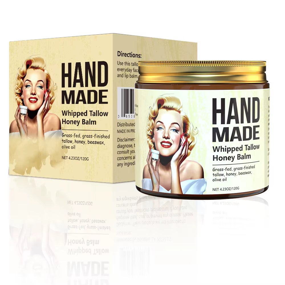 Crème Visage Fouettée au Suif et au Miel Faite Main ENVISHA – Hydratante, Raffermissante, Nourrissan