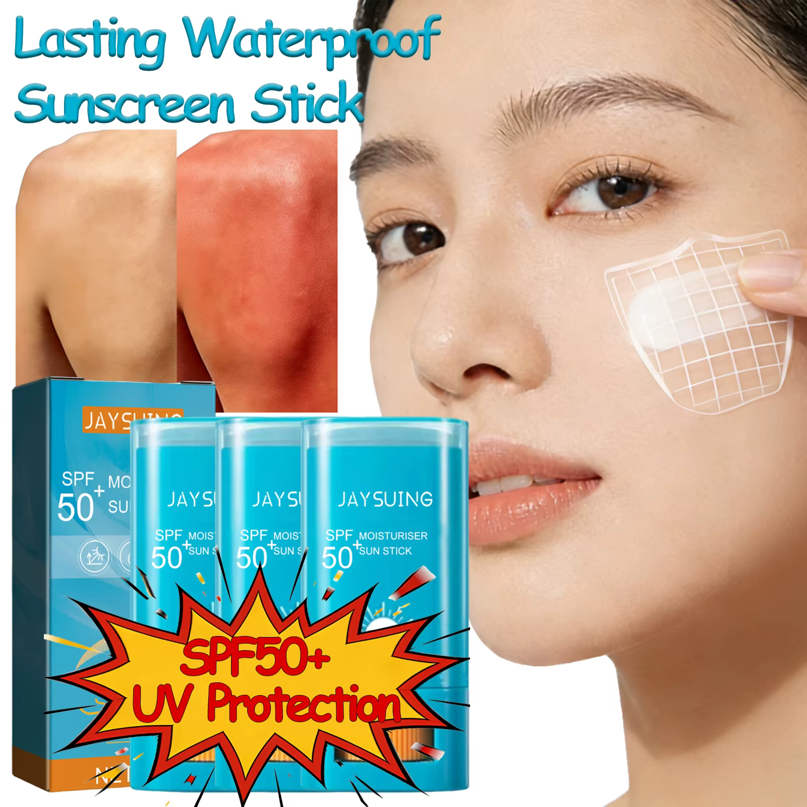 Crème solaire protectrice anti-oxydante en stick 50+ SPF, légère, coréenne, pour tous types de peaux