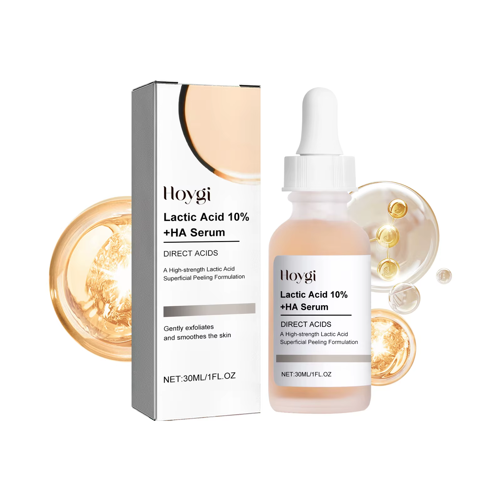 Sérum pour le visage à l'acide lactique, réduction de l'acné et des imperfections, rétrécissement de
