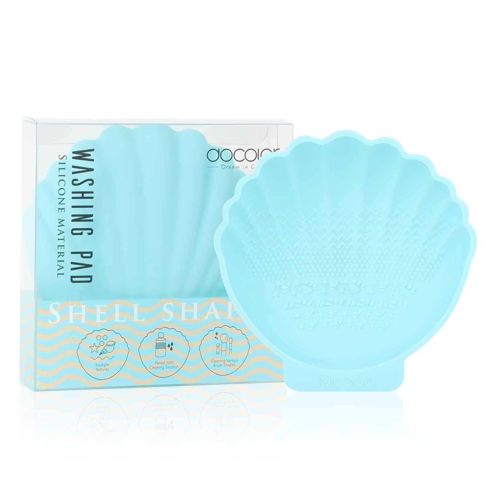 Docolor SHELL – nettoyeur de brosse en Silicone, brosse de lavage de maquillage, tapis de nettoyage