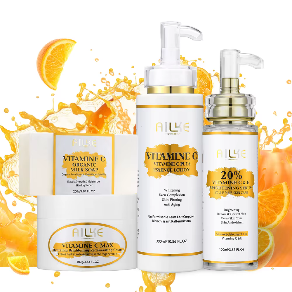AILKE-Kit de soins de la peau à la vitamine C, crème éclaircissante pour le corps, sérum éclaircissa