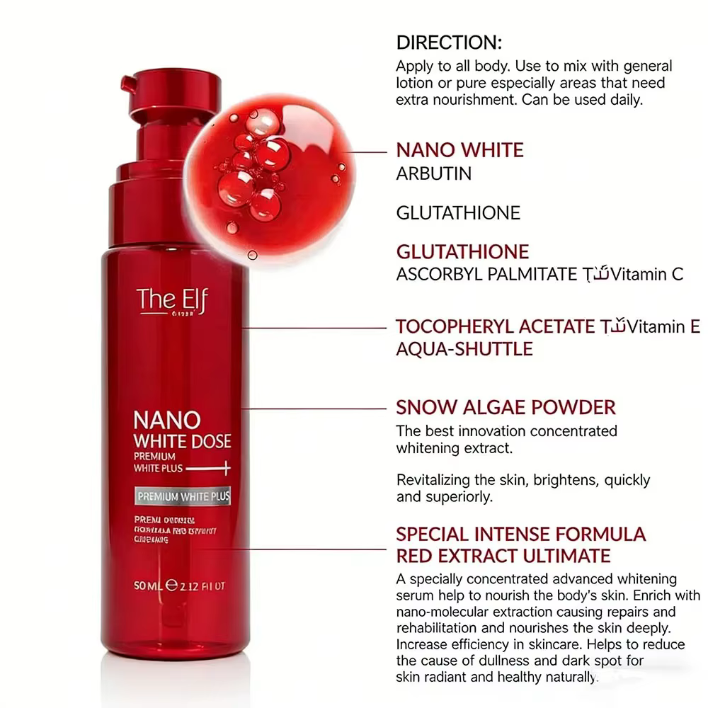 Sérum The Elf Nano White Dose Truyen Trang Mo Tham, estompe les taches foncées, éclaircit le teint,