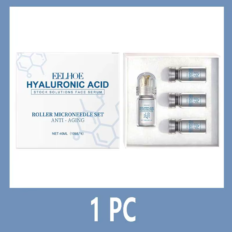 Sérum Visage à l'Acide Hyaluronique avec Rouleau Microneedle – Hydratant, Anti-rides, Lissant et Raf