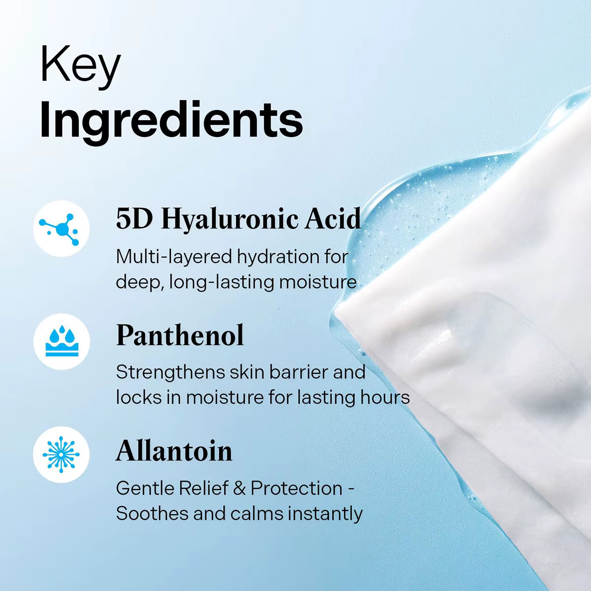 Torriden DIVE-IN Masques pour le visage à l'acide hyaluronique 10 pièces, fins et adaptés à la peau,