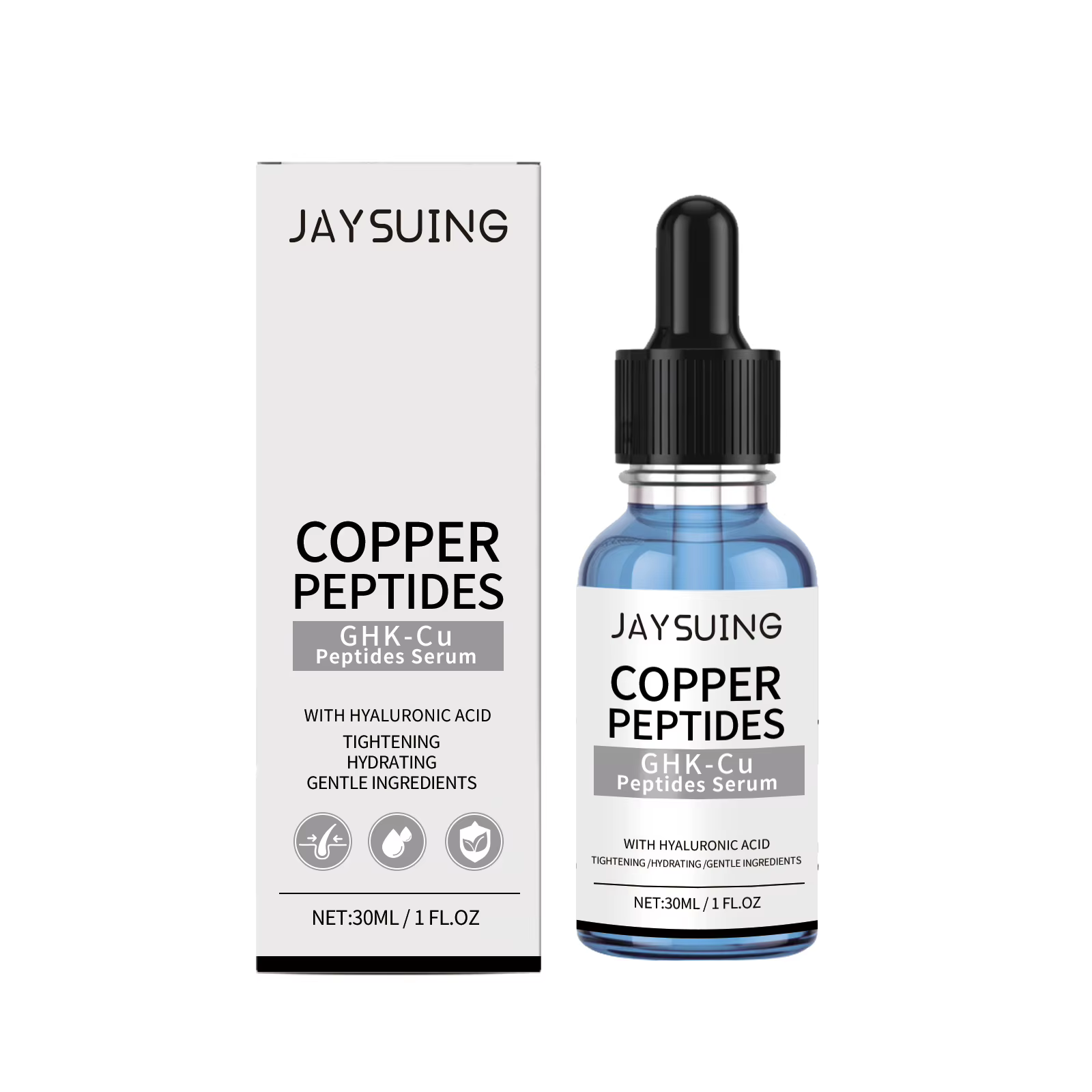 Peptides de Cuivre Ghk-Cu pour Sérum Visage avec Acide Hyaluronique, Raffermissant, Hydratant, Doux 