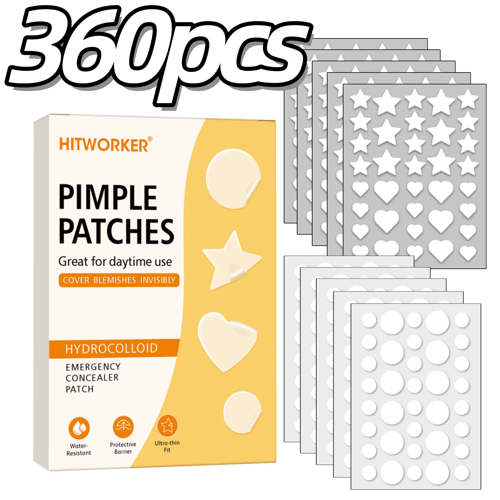 360 patchs anti-acné doux et discrets, adaptés à une utilisation de jour comme de nuit, absorbent ef