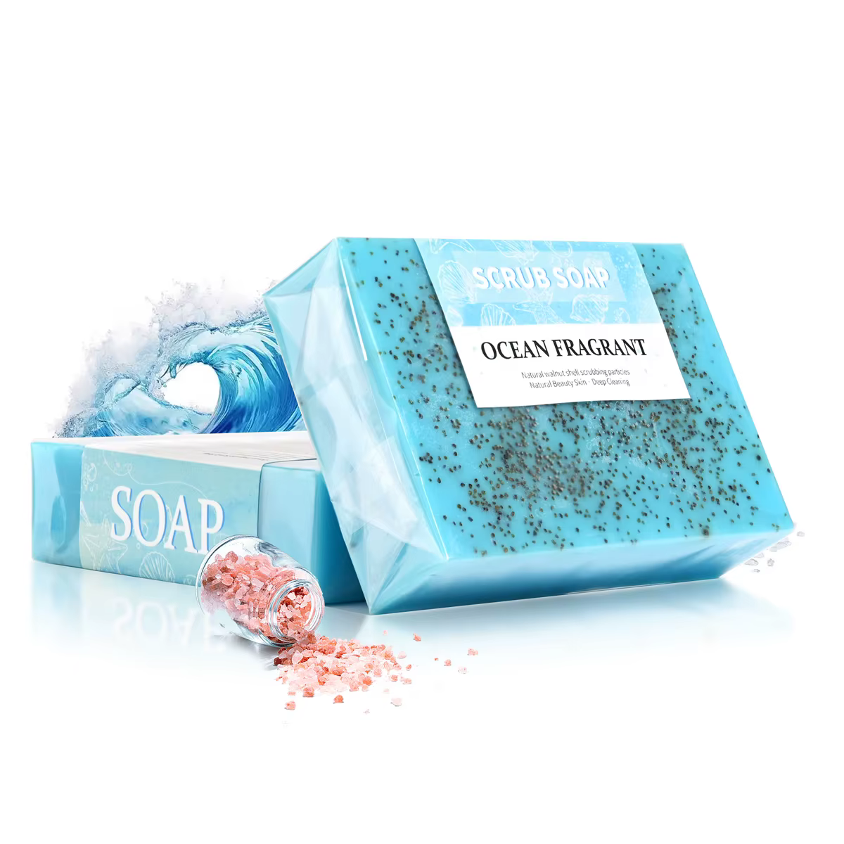 M + 100g savon gommage blanchissant au sel de mer naturel fait à la main pour le nettoyage et le pol