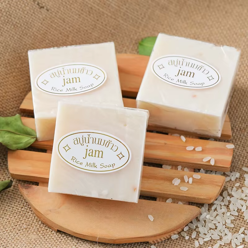 10 pièces savon au lait de riz thaïlandais 65g savon Original thaïlandais fait à la main savon au la