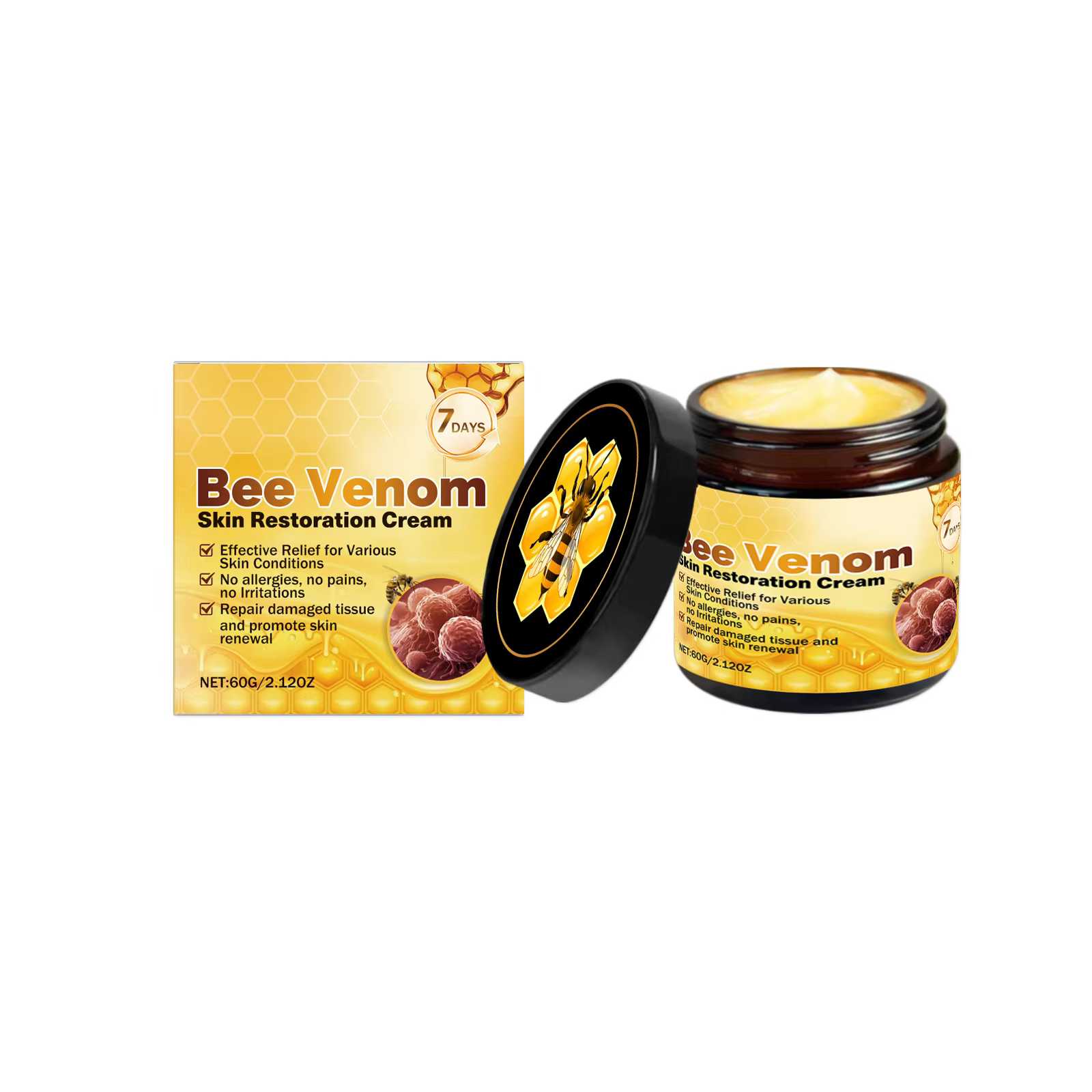 Crème de traitement pour la peau au venin d'abeille, dissolvant de imperfections, hydratant, élastic
