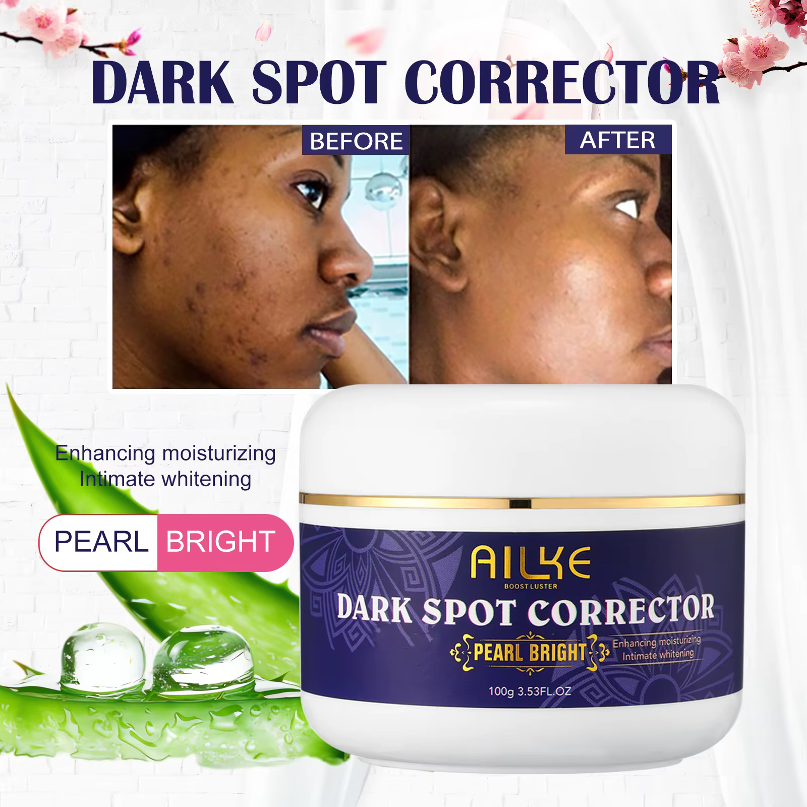 AILKE Crème visage dissolvant de taches foncées Double Glutathion, pour aisselles, coudes, jambes, t