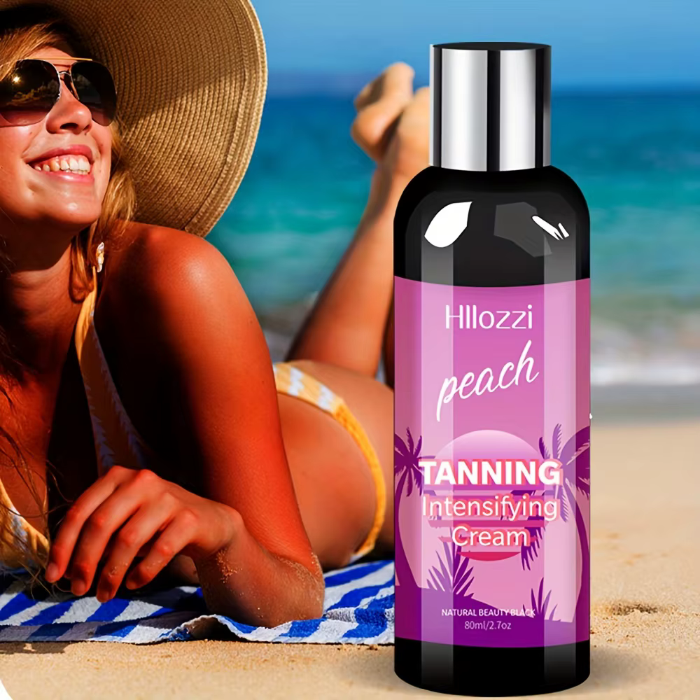 Crème bronzante pêche 2,7 fl.oz, auto-bronzante, imperméable, longue durée, pour la plage, pour crée